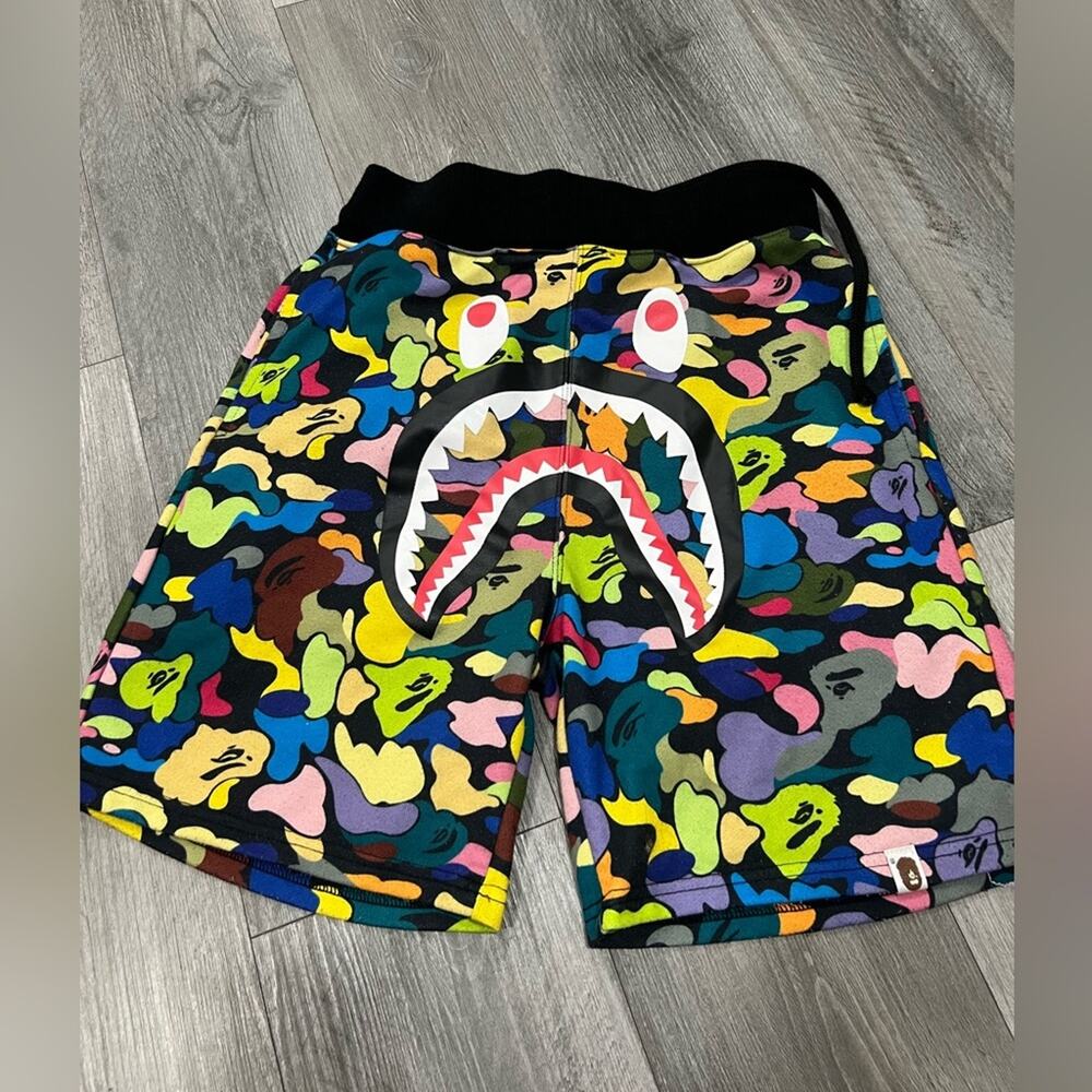 A Bathing Ape Multi-Color Camo Shark Shorts
